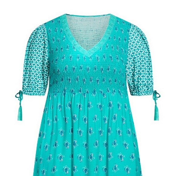 BOHO ☆ GYPSY ☆ TEAL ☆  TASSLE TRIM ☆ MAXI DRESS ☆ 3x [22/24] ☆ NWT - Picture 4 of 12
